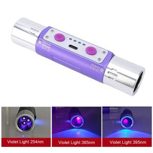 장파 및 단파 UV 플래시라이트 램프 254nm 365nm 395nm 광물 인광 탐지기 UVA UVC 블랙라이트 LED 플래시라이트