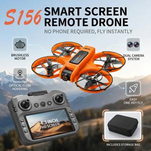 전문가용 미니 드론 S156 FPV 8K HD 카메라 브러시리스 모터 장애물 회피 접이식 쿼드콥터 LED 스크린 리모컨 포함