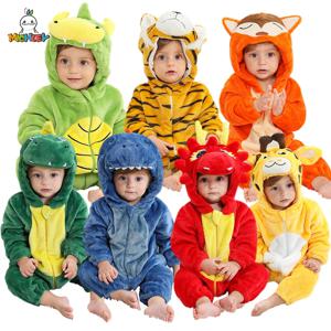 MICHLEY Carniva Baby Rompers 겨울 의류 플란넬 후드 바디 슈트 잠옷 동물 소녀를위한 전체 점프 슈트 BoysK ids
