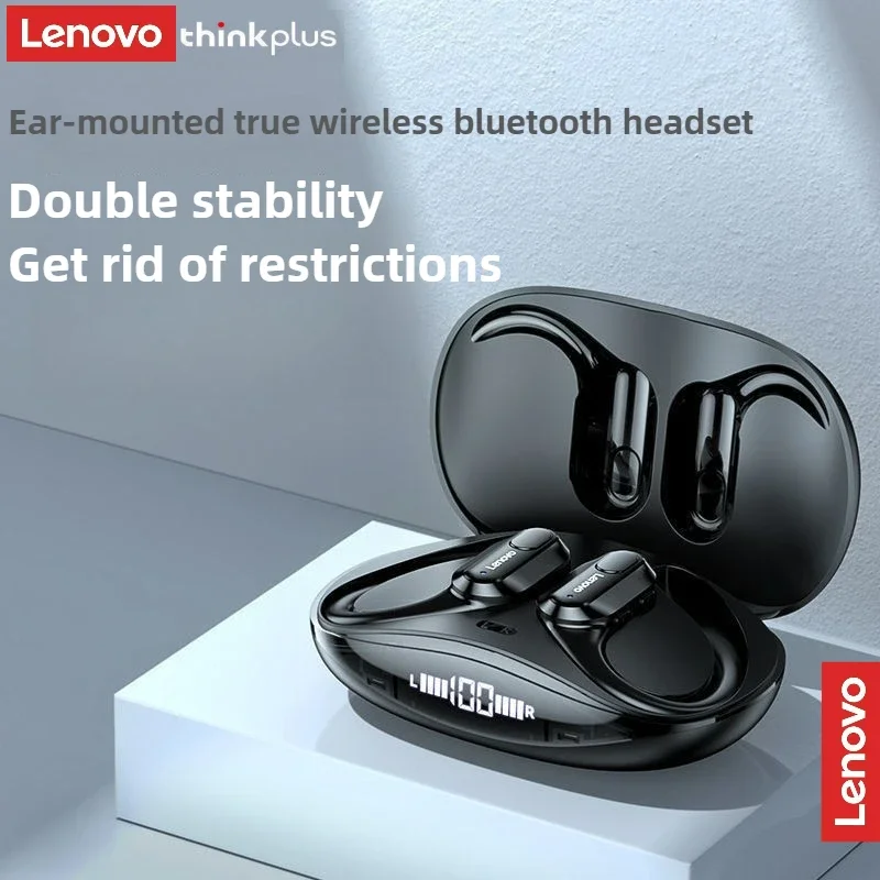 Lenovo XT80 무선 헤드폰 Bluetooth 5.4 이어폰, 마이크 버튼 제어 기능 포함 소음 감소 이어훅 방수 헤드셋
