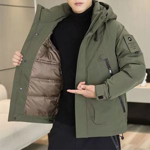 겨울 다운 재킷 남성용 화이트 덕 다운 카고 재킷 다중 포켓 지퍼 코트 따뜻한 방풍 윈드브레이커 럭셔리 브랜드 남성 의류