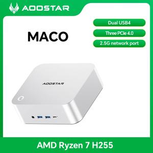 Aoostar AMD Ryzen 7 H255 미니 PC 데스크탑 – DDR5-5600 듀얼 채널, OCULINK USB4 x2, PCIe4.0 NVMe SSD, Wi-Fi6 및 BT5.2