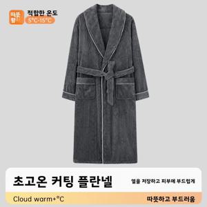남성용 두꺼운 플란넬 가운 가을 겨울 홈웨어 잠옷 따뜻한 롱 커플용 플리스 안감 욕실 가운