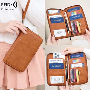 도난 방지 RFID 차단 여권 클립 여행 지갑 방수 PU 티켓 보관 가방 다기능 여권 지갑