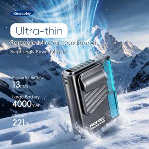 새로운 야외용 허리걸이 선풍기 4000mAh USB 다기능 미니 쿨링팬 5단 속도 디지털 디스플레이 휴대용 충전식 선풍기