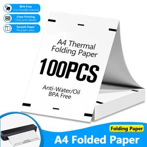 20/100/200 시트 A4 감열지 210mm 접이식 용지 A4 휴대용 감열 프린터용 사진 PDF용 다목적 인쇄 용지