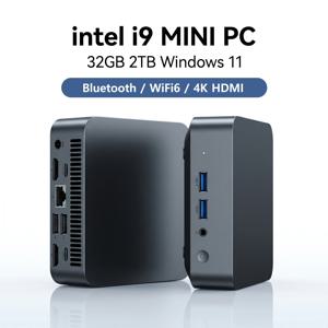 NAIWO 미니 PC 윈도우 11 32GB 램 2TB SSD 인텔 코어 i9-9900 FHD 게이밍 오피스 4K HDMI 게이머용 휴대용 컴퓨터 블루투스 WiFi6