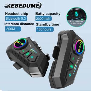 KEBIDUMEI 1/2x 오토바이 인터콤 헤드셋 헬멧 BT 5.3 2인용 인터커뮤니케이터 300M 방수 음악 공유 인터폰