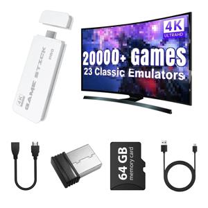 새로운 M15 4K TV 게임 내장 20000개 게임 스틱 비디오 게임 콘솔 64G 무선 컨트롤러 게임패드 레트로 휴대용 게임 콘솔