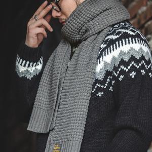 마덴 남성용 레트로 따뜻한 와플 니트 겨울 스카프 16.5% 울 숄 랩 캐시미어 단색 롱 스카프 가을 겨울용