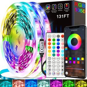 방 장식용 1-40m LED 스트립 조명, 앱 + 44키 리모컨 음악 동기화, TV 백라이트용 5V USB RGB 플렉시블 테이프
