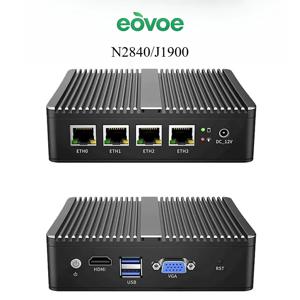 EOVOE 산업용 컴퓨터 쿼드 코어 셀러론 J1900 N2840 4x i211 방화벽 미니 라우터 HD VGA 사무용 비즈니스 미니 서버