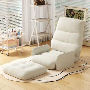 New Lazy Sofa Tatami Cushion Recliner for Dorms & Balconies Folding Sofa Bed Bedroom Single Chair Corduroy Material Adjustable Angle