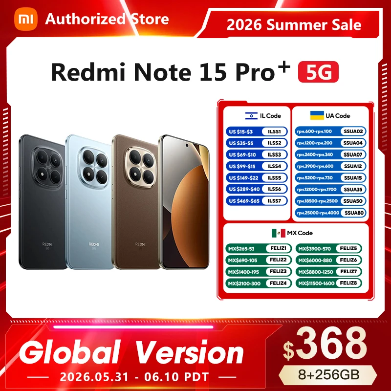 샤오미 모바일폰 레드미 노트 15 프로+ 5G 글로벌 버전 스냅드래곤 ®   7세대 4 NFC 6.83인치 CrystalRes AMOLED 디스플레이 6500mAh