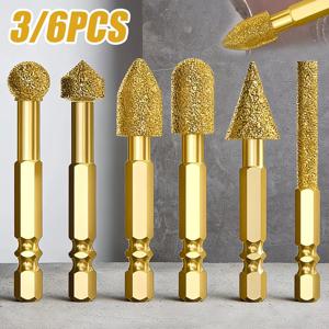 3개 다이아몬드 연삭 헤드 타일 로터리 파일 연마 헤드 (철, 스테인리스 스틸, 세라믹, 타일용, 드릴에 호환 가능)