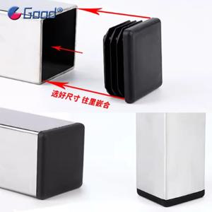 10x10mm~100x100mm 검정색 플라스틱 사각 엔드 캡 블랭킹 플러그 직사각형 튜브 파이프 인서트 플러그 테이블 의자 가구 발 커버