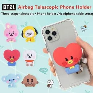BT21 코야 RJ 슈키 망치미 타타 쿠키 크리에이티브 아크릴 폰 거치대 귀여운 만화 접이식 애니메이션 스탠드 팬들을 위한