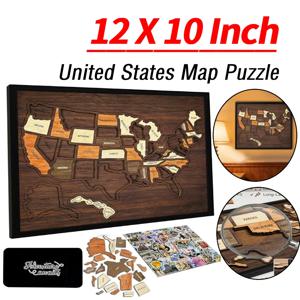 12 X 10인치 나무 미국 지도 퍼즐, 가벼운 미국 여행 지도 퍼즐, 휴가, 가정, 교실 벽 장식, 홈 데코