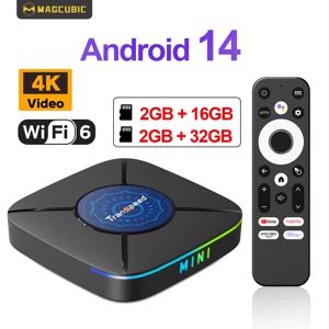 트랜스피드 K8 ATV 안드로이드 14 TV 박스 RK3518 음성 어시스턴트 TV 앱 듀얼 와이파이 쿼드 코어 Cortex A53 8K 4K 비디오 지원 BT5.0