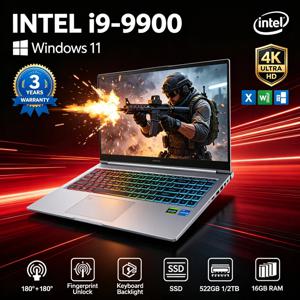 LENO 15.6인치 4K 울트라 슬림 노트북, 인텔 코어 i9-9900, 윈도우 11, 16GB 램 1TB SSD, 휴대용 비즈니스 및 게이밍 노트북 컴퓨터
