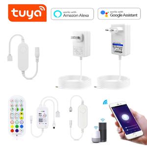 LED 스트립 조명, 단일 색상/RGB 컨트롤러 DC12V 2A/3A 전원 어댑터 EU 플러그/US 플러그 용 Tuya 스마트 라이프 WiFi 컨트롤러