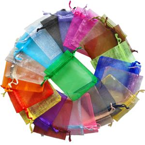 25/50/100pcs Organza 선물 가방 캔디 쥬얼리 가방 포장 결혼 선물 가방 Organza 가방에 대 한 여러 가지 빛깔의 Drawstring 파우치