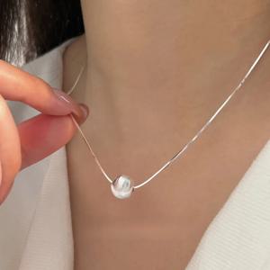 925 스털링 실버 목걸이 비드 펜던트 여성을위한 간단한 결혼 약혼 보석 패션 클래식 선물 파티 고품질