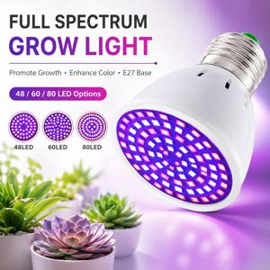 LED 식물등 전구 E27 220V 풀 스펙트럼 60/80LED 실내 정원 묘목 온실 수경재배 그로우 텐트용 식물 램프