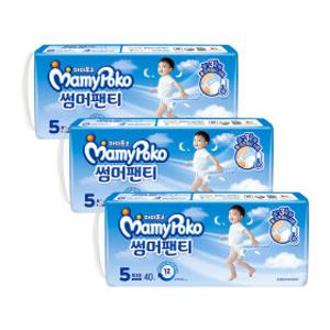 마미포코 썸머팬티 팬티형 기저귀 남아 5단계 특대형 40P x 3팩(총120매)