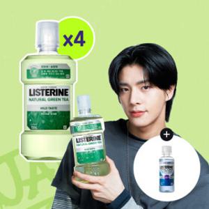리스테린 내추럴 그린티 750ml 4개 + 토탈케어 캐비티케어 마일드 100ml 1개 증정