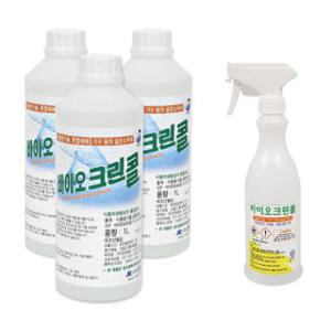 진로발효 바이오크린콜 1L 3개+공병 450ml 살균소독제 에탄올 75% 발효 주정