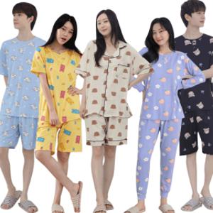 15% 혜택가 5440원~셔츠민 극세사 봄여름잠옷/반팔잠옷/홈웨어/남녀공용 잠옷세트/빅사이즈/가족잠옷