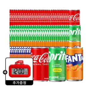 (천만흥행딜)코카콜라+스프라이트+환타 190ml 90캔 (각 30캔) +(증정)코카콜라 탁상시계
