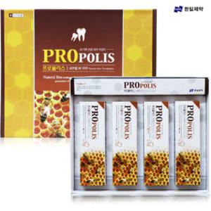한일제약 프로폴리스 내츄럴비 치약 네츄럴 무불소 치약 180gx4개