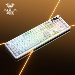 (신상)Aula 독거미  아우라 F108 pro 유무선 기계식 키보드 화이트 저소음 솜사탕축 /6월출고
