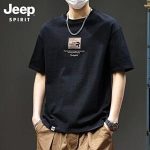 JEEP SPIRIT 반팔 티셔츠 남 순면 루즈핏 라운드넥 상의 패션 남자 이너티