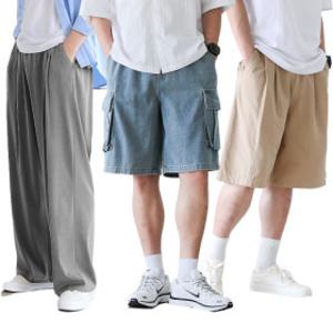 남성 쿨스판 린넨 버뮤다 코튼 반바지 쇼츠 5부 7부 팬츠  빅사이즈 4XL 조거 카고 와이드 츄리닝