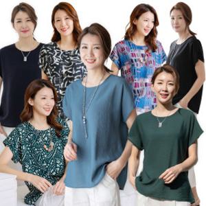 우일 여성 여름 인견 반팔 가오리티셔츠 마담 중년 아줌마 엄마옷 상의