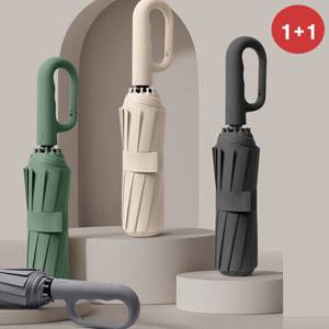 (최종가 12260원)1+1 디자인 특허등록 카리비너 우산 장우산 10k 이중창살 강풍 비바람 강한 3단자동우산