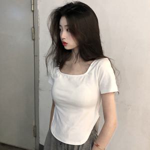 U넥 여성 여름 반팔티 크롭티 XL 무지 티셔츠 OFS-SST29