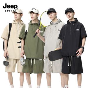 특가 지프 JEEP SPIRIT 남녀공용 아노락 상하의세트 UV차단99% 쿨링 등산 바람막이 반바지 세트 JP2529