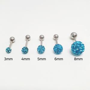젤루나 (한쌍) 써지컬스틸 4mm 컬러 큐빅 점토볼 바벨 피어싱 P-13