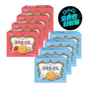 크라운산도 크림 161g 4팩+딸기 161g 4팩