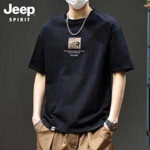 JEEP SPIRIT 반팔 티셔츠 남 순면 루즈핏 라운드넥 상의 패션 남자 이너티