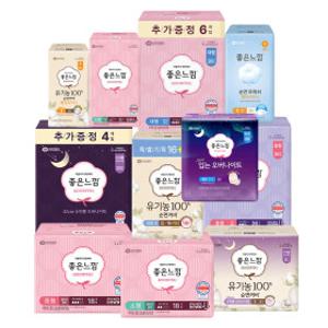 좋은느낌 생리대 에어핏쿠션 팬티라이너 입는 오버나이트  화이트 순수한면 유기농