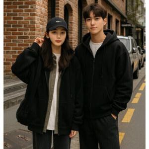 남녀공용 데일리 심플 오버핏 베이스 후드집업 베이직 트렌디 후드 잠바 간절기 아우터 (2개이상추가할인)