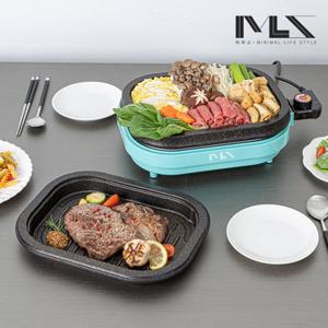 미라스 국내생산 미니 분리형 전기그릴 멀티 고기 전골 팬 KM-2025 불판 2개