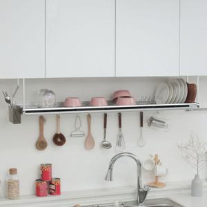Ver2.0 긴와이드 블랙 부착식 식기건조대 1200_290mm 주방 선반