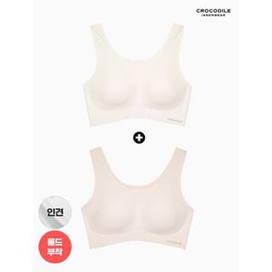 [크로커다일 이너웨어]라이크라인견쉘론 U넥 심리스브라 2종 오트밀라이트베이지