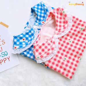 [아옹다옹]강아지 레이스 카라 격자 티셔츠 S-XL